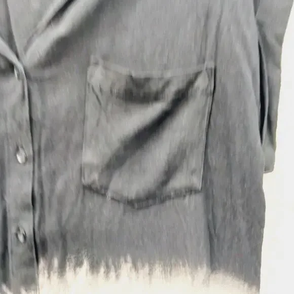 Blouse Size S Black Beige Ombre Linen Whimsycore Y2K Festival Edgy Soft Grunge - Picture 8 of 13